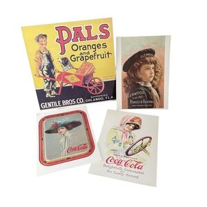Vintage Inspired Advertising Postcard‎ Set Citrus Coca Cola Glenwood, 4 Pieces